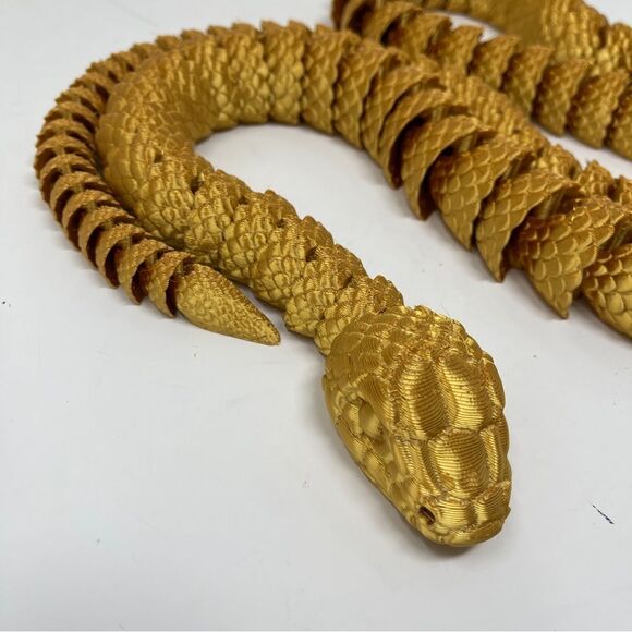 Articulating Snakes 3D Printed 5 Feet Long Metallic Gold Color Décor Gift - Picture 5 of 7